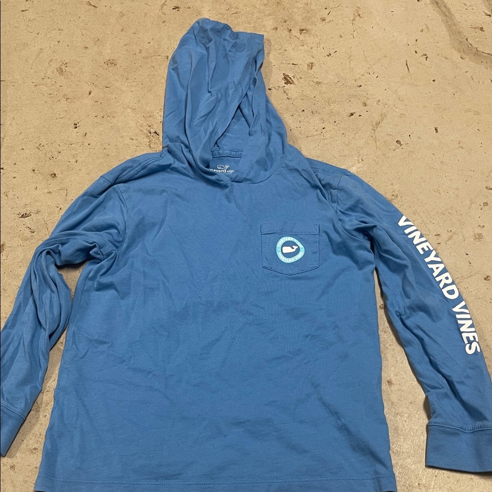 Vineyard Vines Blue Hoodie with Logo Sleeve